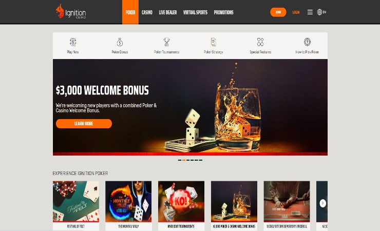 ignition poker Malaysia - poker page screen
