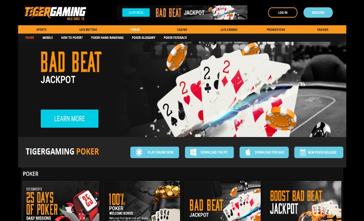 tiger gaming online poker Malaysia - poker page screen