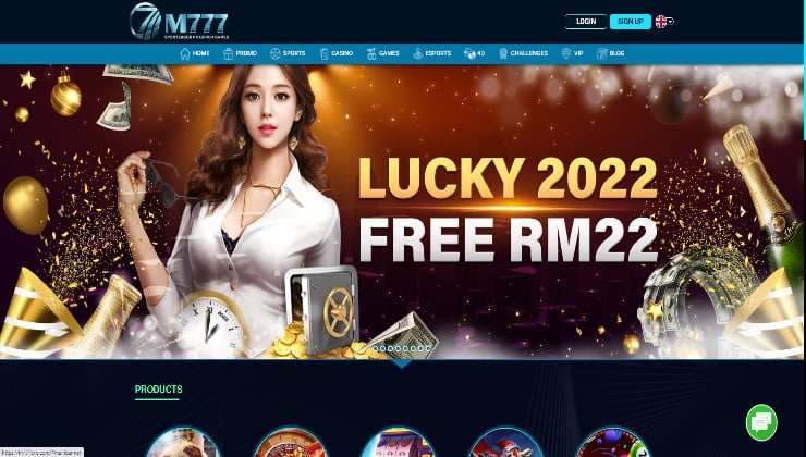Homepage of the M777 Casino site