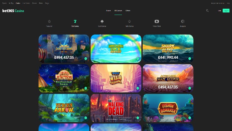 The simple design of the Bet365 online casino