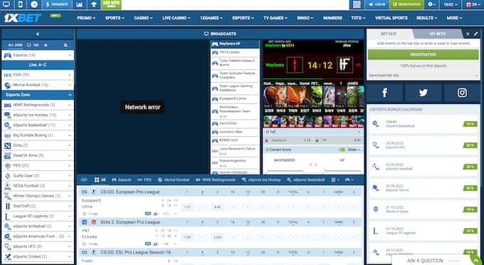 1xbet esports betting page